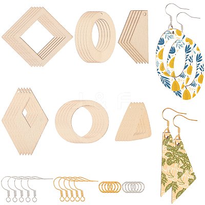 DIY Wooden Dangle Earring Making Kits DIY-SP0005-02-1