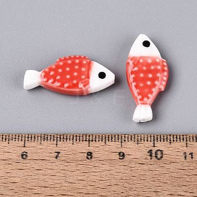 Hand Painted Fish Shaped Porcelain Beads PORC-N013-06C-1