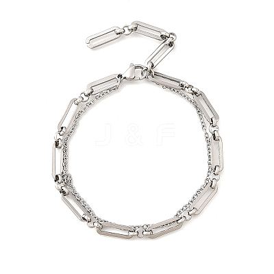 304 Stainless Steel Cable & Paperclip Chain Bracelets Multi-layered Bracelets for Women BJEW-JB12331-02-1