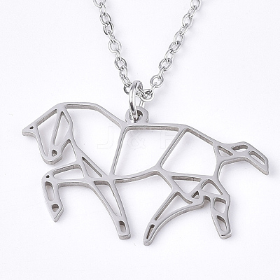 Non-Tarnish 201 Stainless Steel Pendant Necklaces NJEW-T009-JN038-1-45-1