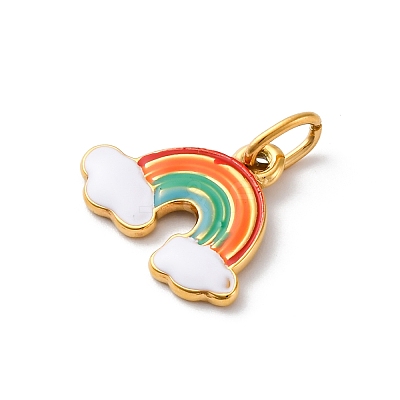 304 Stainless Steel Enamel Pendants STAS-I331-05G-02-1