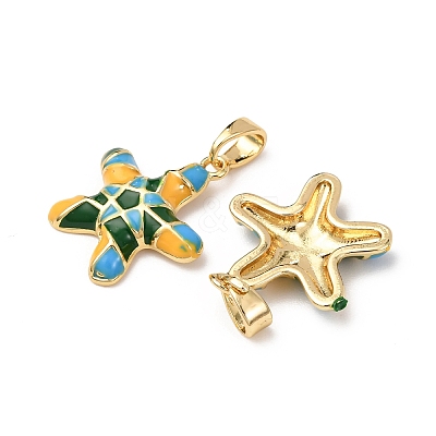 Sea Animals Brass Enamel Pendants KK-F917-01A-02-1