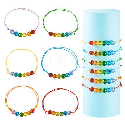 6Pcs Glass Beads Bracelets BJEW-TAC0038-1