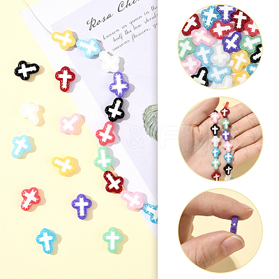 20Pcs 10 Colors Glass Beads Enamel Beads BLOW-SC0001-03-1