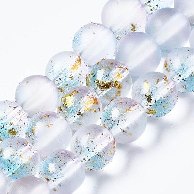 Frosted Spray Painted Glass Beads Strands GLAA-N035-03C-C07-1