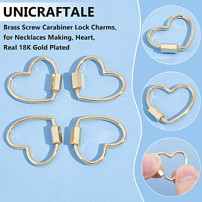 4Pcs Brass Screw Carabiner Lock Charms KK-UN0001-98-1