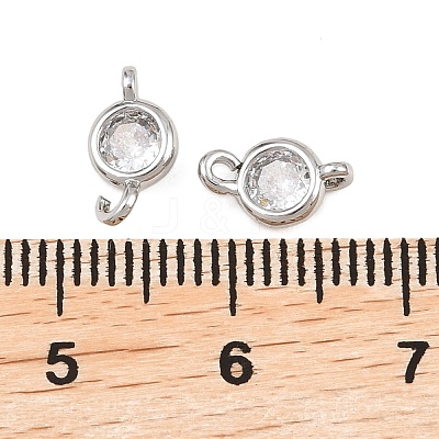Brass Pave Clear Cubic Zirconia Connector Charms KK-H538-04P-1