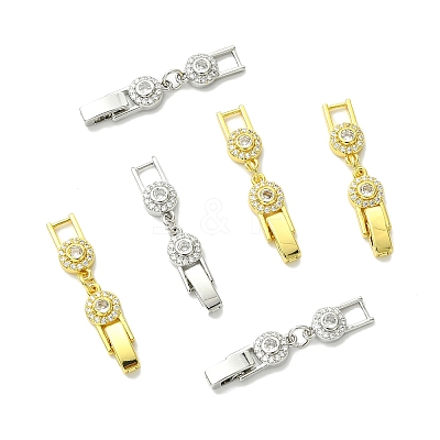6Pcs 2 Colors Brass & Rhinestone Fold Over Clasps FIND-CJ0005-97-1