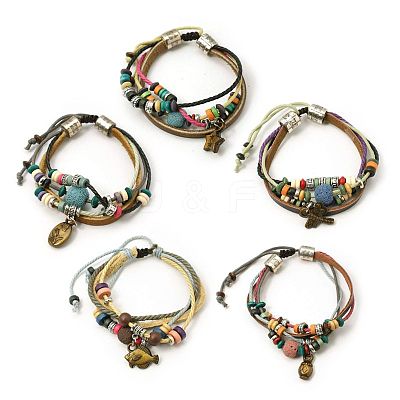 Gifts for Men Valentines Day Lava Rock Beads Bracelets BJEW-D264-M-1