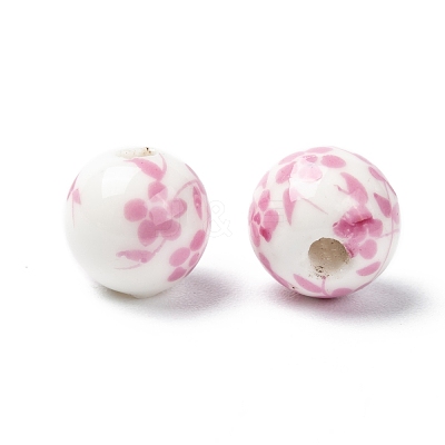 Floral Printed Porcelain Beads PORC-Q201-10mm-3-1