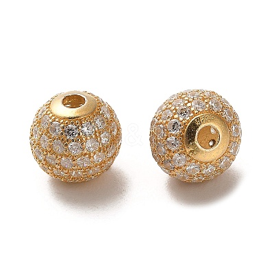 925 Sterling Silver Micro Pave Cubic Zirconia Beads LS-STER-H110-24C-01G-1