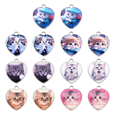 14Pcs 7 Styles Alloy Pendant FIND-TA0010-73-1