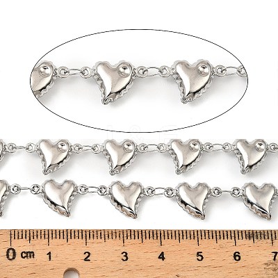 304 Stainless Steel Heart Link Chains CHS-G042-04P-1