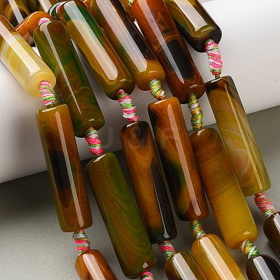 Natural Banded Agate(Dyed & Heated) Beads Strands G-A312-A02-01-1