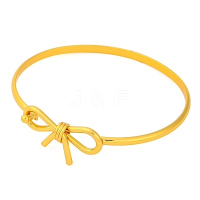 Bowknot Brass Plain Bangles for Women BJEW-F477-06G-1