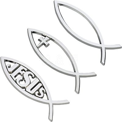 Easter Theme Waterproof ABS Plastic Jesus Fish Decal Sticker DIY-FH0001-004-1