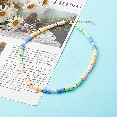 Polymer Clay Beaded Necklaces NJEW-JN03619-01-1