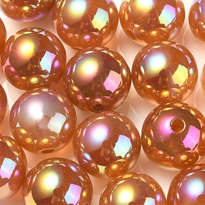 UV Plating Rainbow Iridescent Acrylic Beads PACR-E001-03C-1