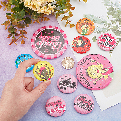 16 Pcs 16 Style Tinplate Badge Sets JEWB-GF0001-17-1