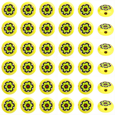 4 Strands Handmade Millefiori Glass Flat Round Bead Strands LK-PA0001-06A-1