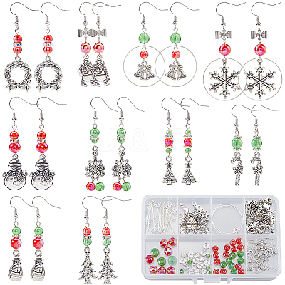Christmas Theme DIY Alloy & Glass Dangle Earring Making Kits DIY-SC0027-64-1