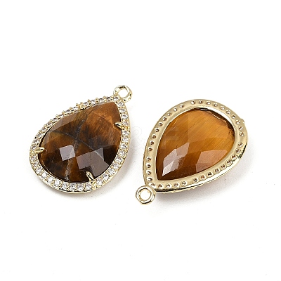 Natural Tiger Eye Faceted Pendants G-I382-05G-09-1