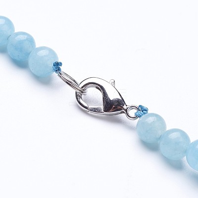 Rough Synthetic Aquamarine Beaded Necklaces NJEW-G924-03-1