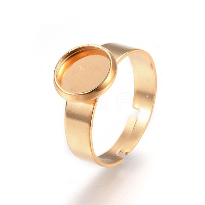 Ion Plating(IP) Adjustable 201 Stainless Steel Finger Rings Components STAS-G187-01G-8mm-1