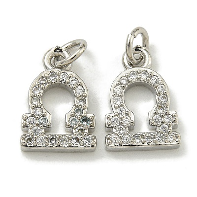 Rack Plating Brass Micro Pave Cubic Zirconia Pendants KK-K386-02C-P-1