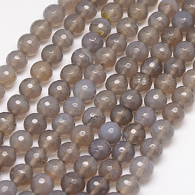 Natural Grey Agate Beads Strands G-G580-10mm-08-1