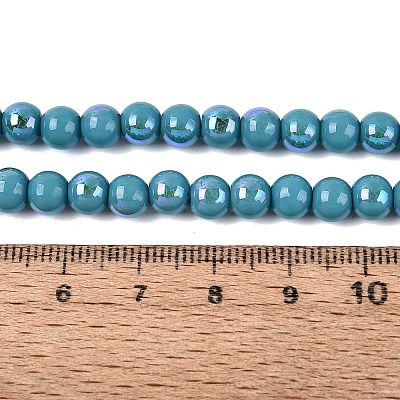 Electroplate Opaque Glass Beads Strands EGLA-Q132-6MM-01C-09-1