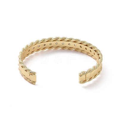 Clear Cubic Zirconia Open Cuff Bangle BJEW-F445-07G-1