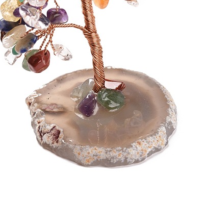 Natural Gemstone Chips & Agate Pedestal Display Decorations DJEW-A001-04G-1