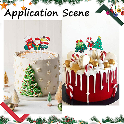 24Pcs 12 Styles Christmas Plastic Cake Toppers AJEW-SC0003-53A-1