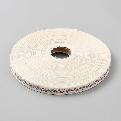 Flower Pattern Cotton Ribbon OCOR-WH0101-181B-1