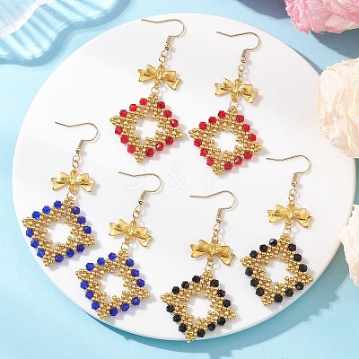 3 Pairs Glass Dangle Earrings EJEW-MZ00709-1
