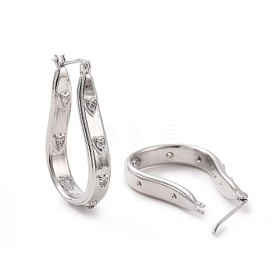 Clear Cubic Zirconia Teardrop with Star Hoop Earrings EJEW-I280-09P-1