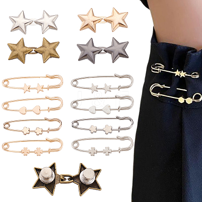 24Pcs 5 Styles Alloy Safety Pin Brooches Button Pins JEWB-HY0001-37-1