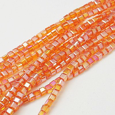 Electroplate Glass Beads Strands EGLA-D018-8x8mm-51-1