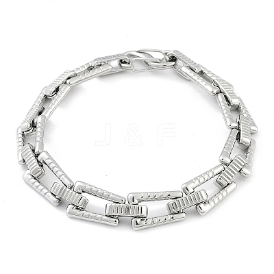 304 Stainless Steel Trapezoid Link Chain Bracelets for Women Men BJEW-F488-46P-1