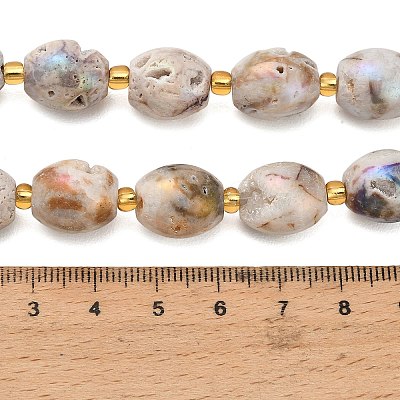 Electroplated Natural Druzy Geode Crystal Beads Strands G-F833-O01-01C-1