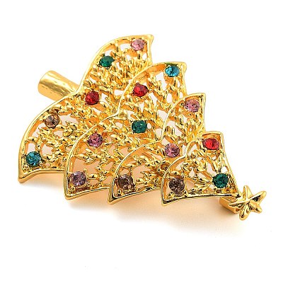 Christmas Theme Alloy Colorful Rhinestone Brooches JEWB-S022-02C-G-1