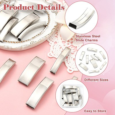 10 Pcs 10 Styles 202 Stainless Steel Slide Charms STAS-CJ0003-31-1