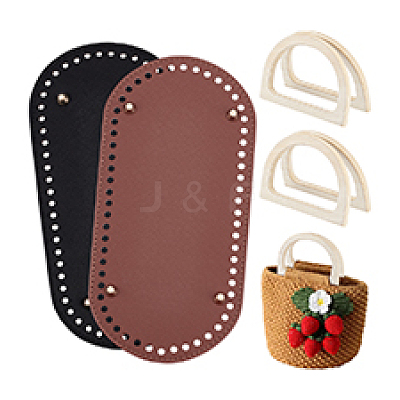 2Pcs 2 Colors Oval PU Leather Knitting Crochet Bags Nail Bottom Shaper Pads DIY-PH0029-30B-1