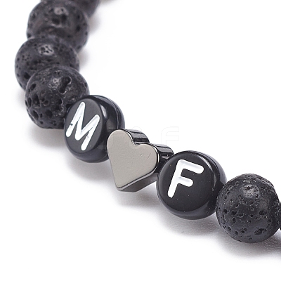 2Pcs Natural Lava Rock Stretch Bracelets Set BJEW-JB08673-01-1