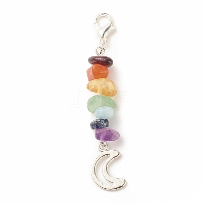 Chakra Theme Natural Gemstone Pendant Decorations X-HJEW-JM00645-02-1