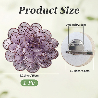 Flower Cloth Rhinestone Broochs JEWB-WH20009-06P-01-1