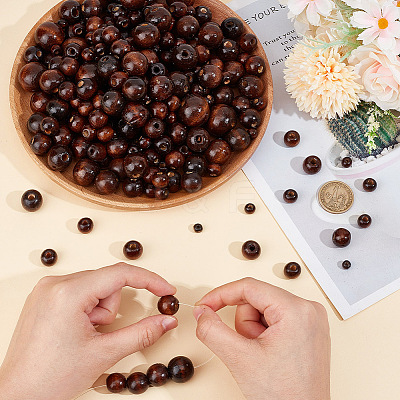 350Pcs 9 Styles Wood Large Hole European Beads WOOD-OC0003-79-1