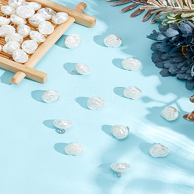 40Pcs Plastic Imitation Pearl Shank Buttons BUTT-LP0001-60-1