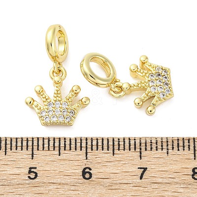 Brass Micro Pave Cubic Zirconia European Dangle Charms KK-D325-14G-1